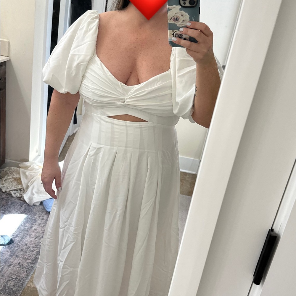 White Puff Sleeve Dress